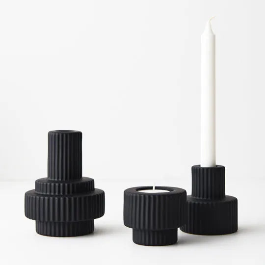 Palina Candle Holders in Black