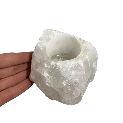 Clear Quartz Tea Light Holder Rough Small