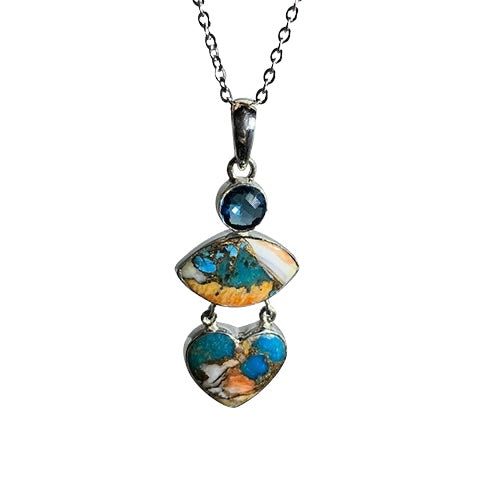 Oyster Turquoise Topaz Sterling Silver Pendant