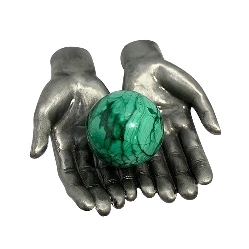 Open Hands Sphere Pewter Stand