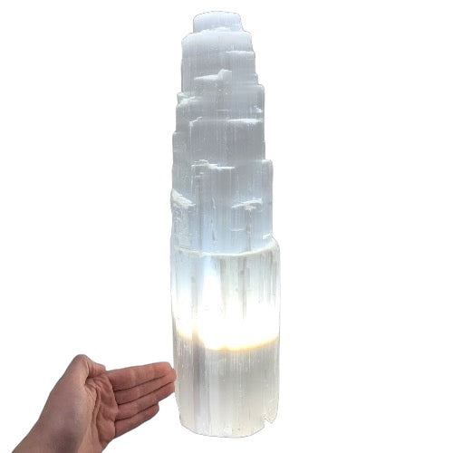 Selenite Tower Lamp - 40cm