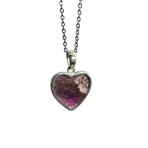 Cobaltian Calcite Heart Sterling Silver Pendant