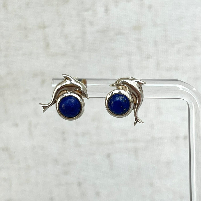 Lapis Lazuli Dolphin Stud Earrings