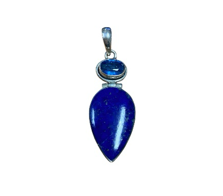 Lapis Lazuli Kyanite Sterling Silver Pendant