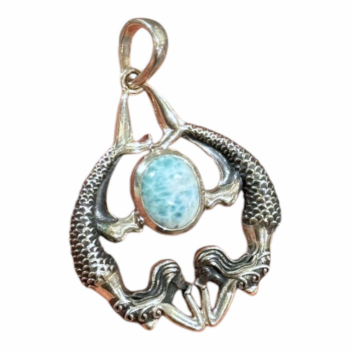 Larimar Mermaid Sterling Silver Pendant