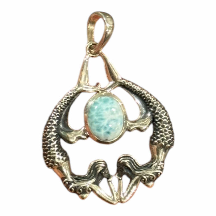 Larimar Mermaid Sterling Silver Pendant