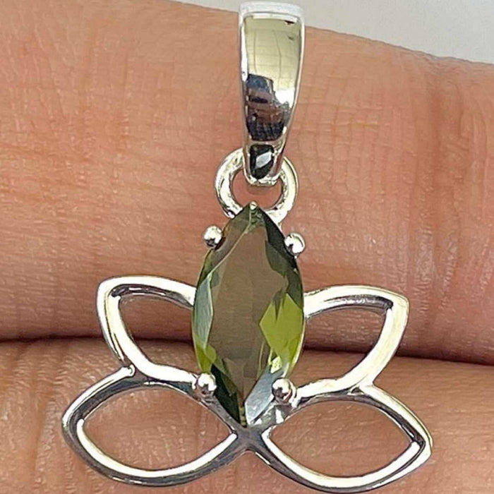 Moldavite Lotus Pendant