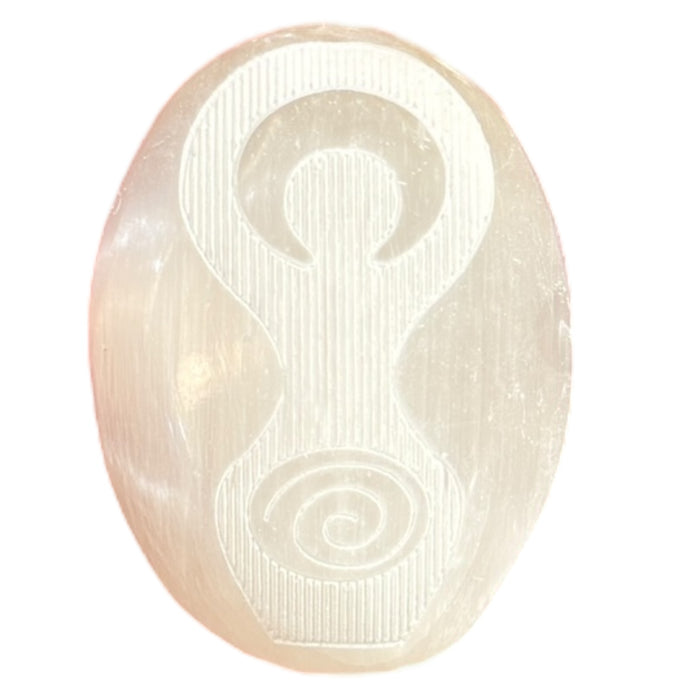 Selenite Carved Palmstone - Goddess