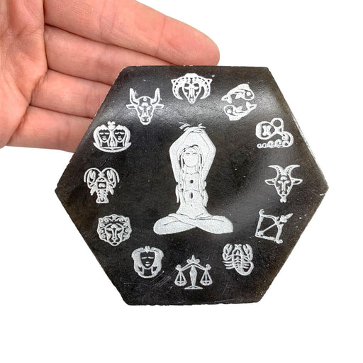 Selenite Zodiac Plate Hexagon