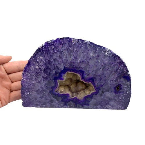 Agate Geode With Druzy - Purple