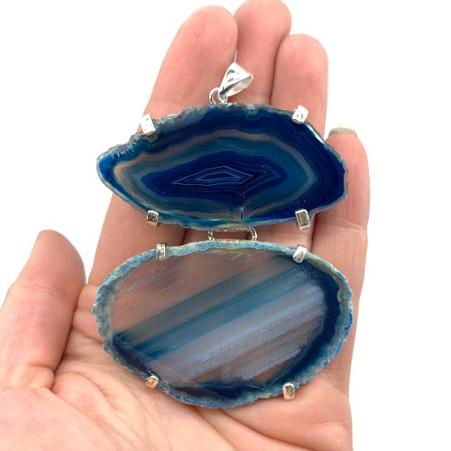 Agate Slice Silver Plated Pendant