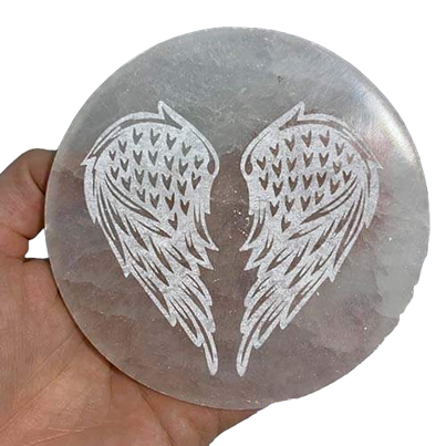 Selenite Angel Wings Charging Plate - Med