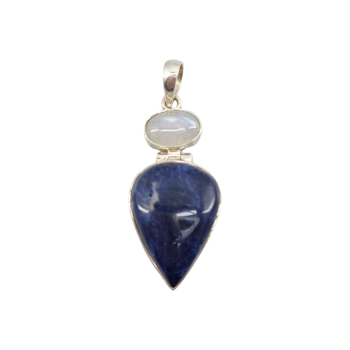 Sodalite and Moonstone Sterling Silver Pendant