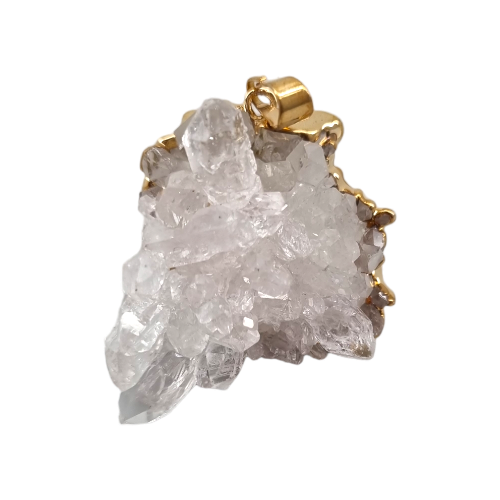 Plated Clear Quartz Cluster Pendant