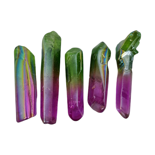 Purple Green Aura Quartz Points