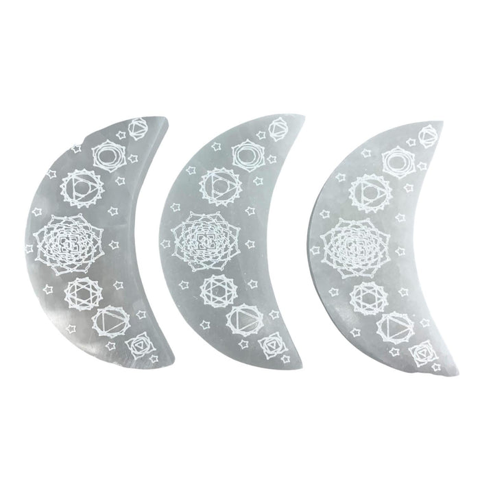 Selenite Chakra Moon Plate