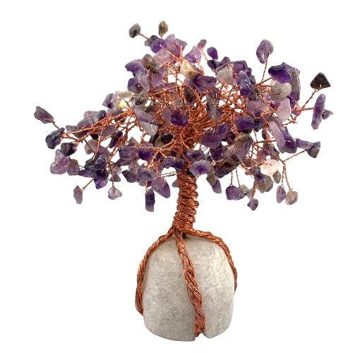 Amethyst Gem Tree on Clear Quartz Stone Base