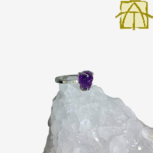 Amethyst Rough Sterling Silver Ring