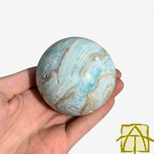 blue aragonite sphere 22