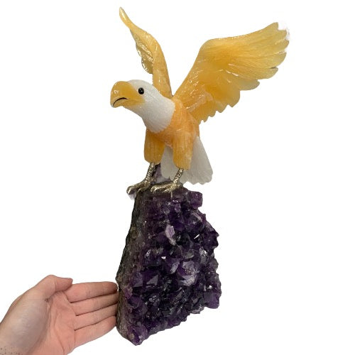 Yellow and White Calcite Eagle