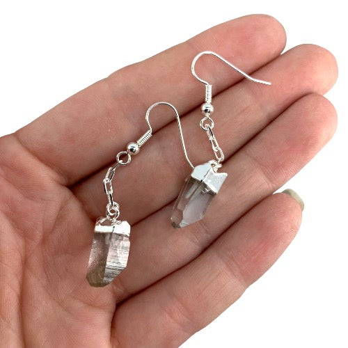 Plated Clear Quartz Earrings