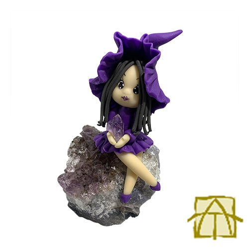 Amethyst Witch Clay Sculpture 