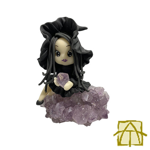 Amethyst Witch Clay Sculpture